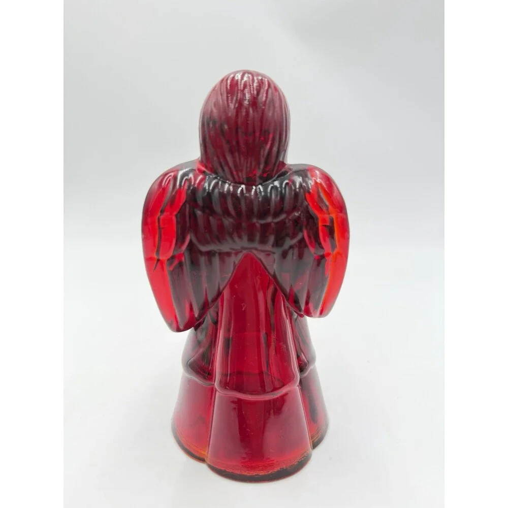 Fenton Art Glass USA Ruby Red Praying Angel Figurine 5.5” Rare Vintage